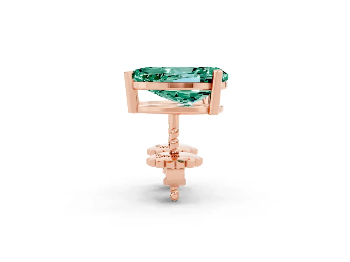 Pear Cut Green Sapphire Stud Earrings Rose gold