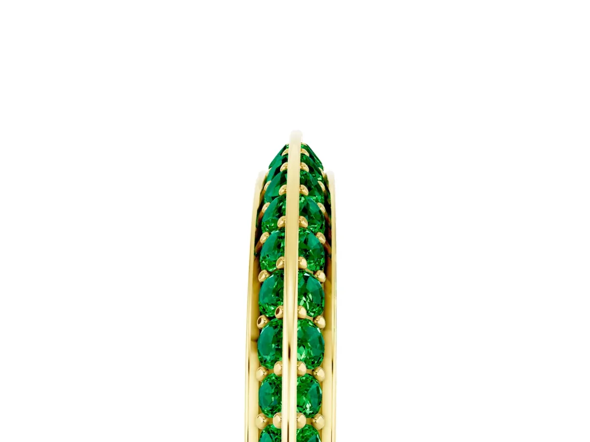 Double Row Pavé Round Emerald Eternity Band with Channel Setting Yellow gold