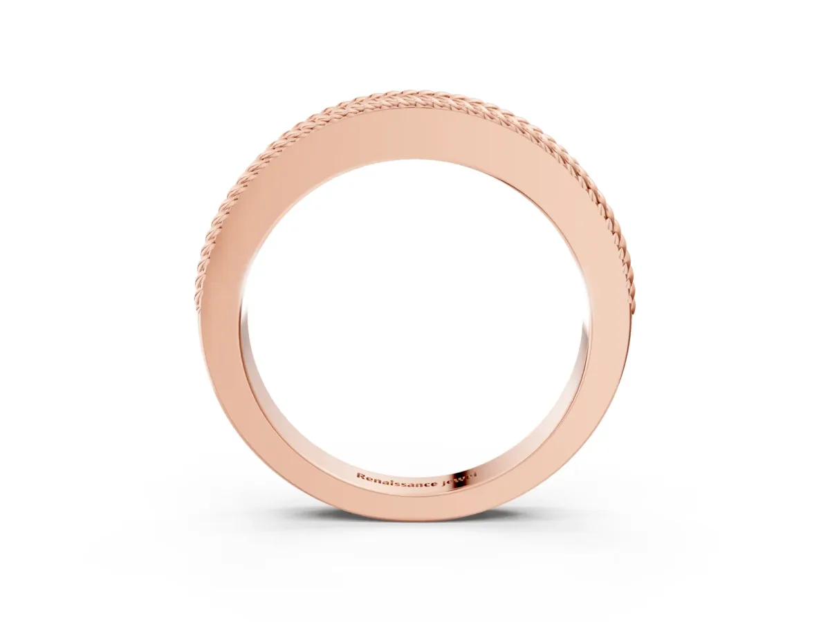 Channel Set Round Diamond Milgrain Edge Band Rose gold