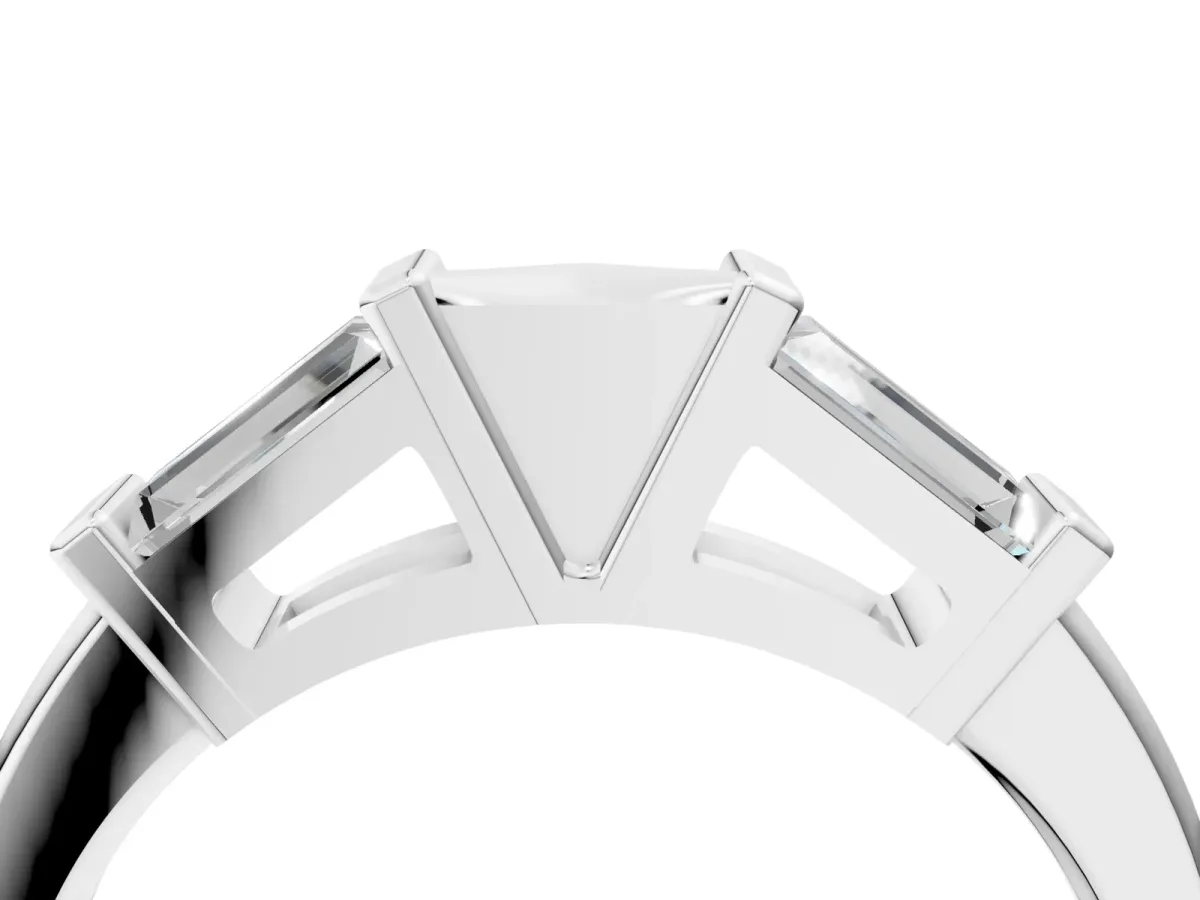 Channel Set Baguette Diamond Flat Band with Bar Prong Setting Silver
