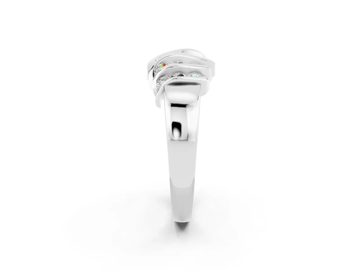 Round Moissanite Multi-Row Crossover Band White gold