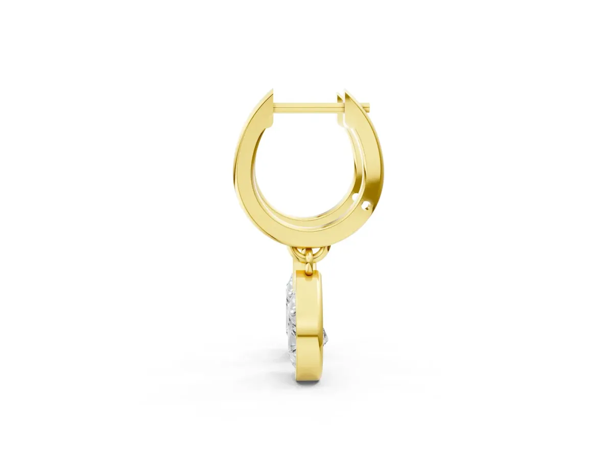 Pear Diamond Framed Huggie Drop Earrings Yellow gold