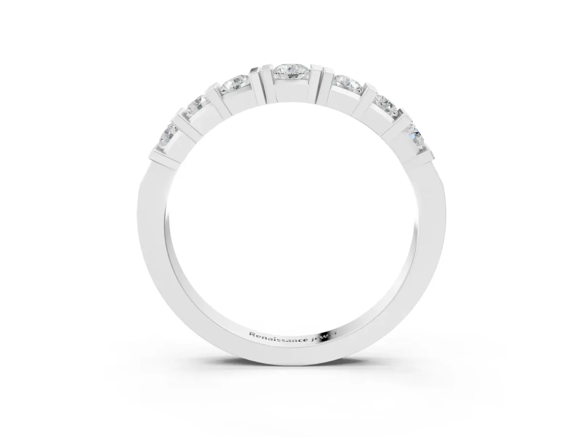 Round Channel Set Diamond Half Eternity Band Platinum