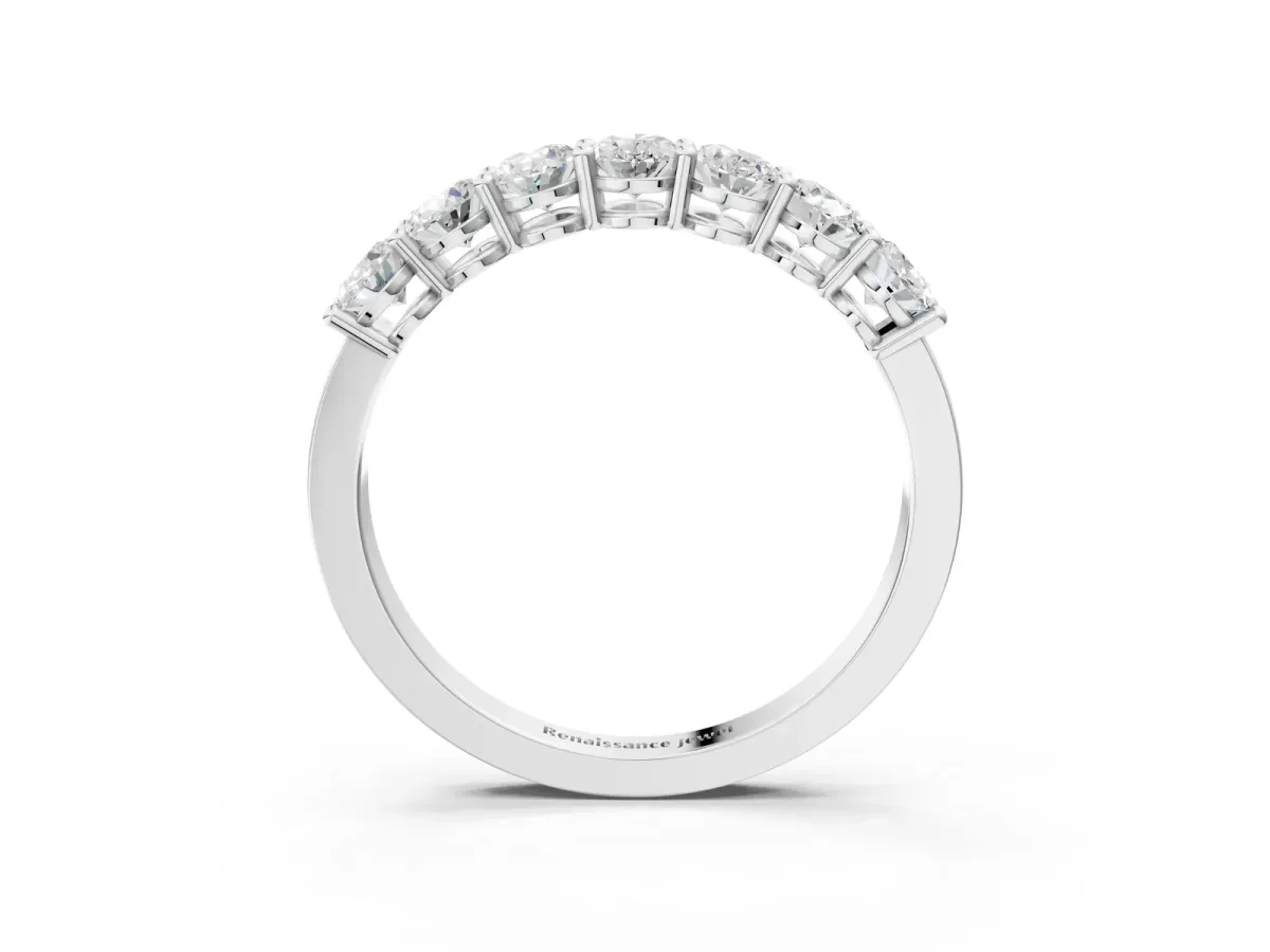 Oval Diamond Shared Prong Eternity Band Silver