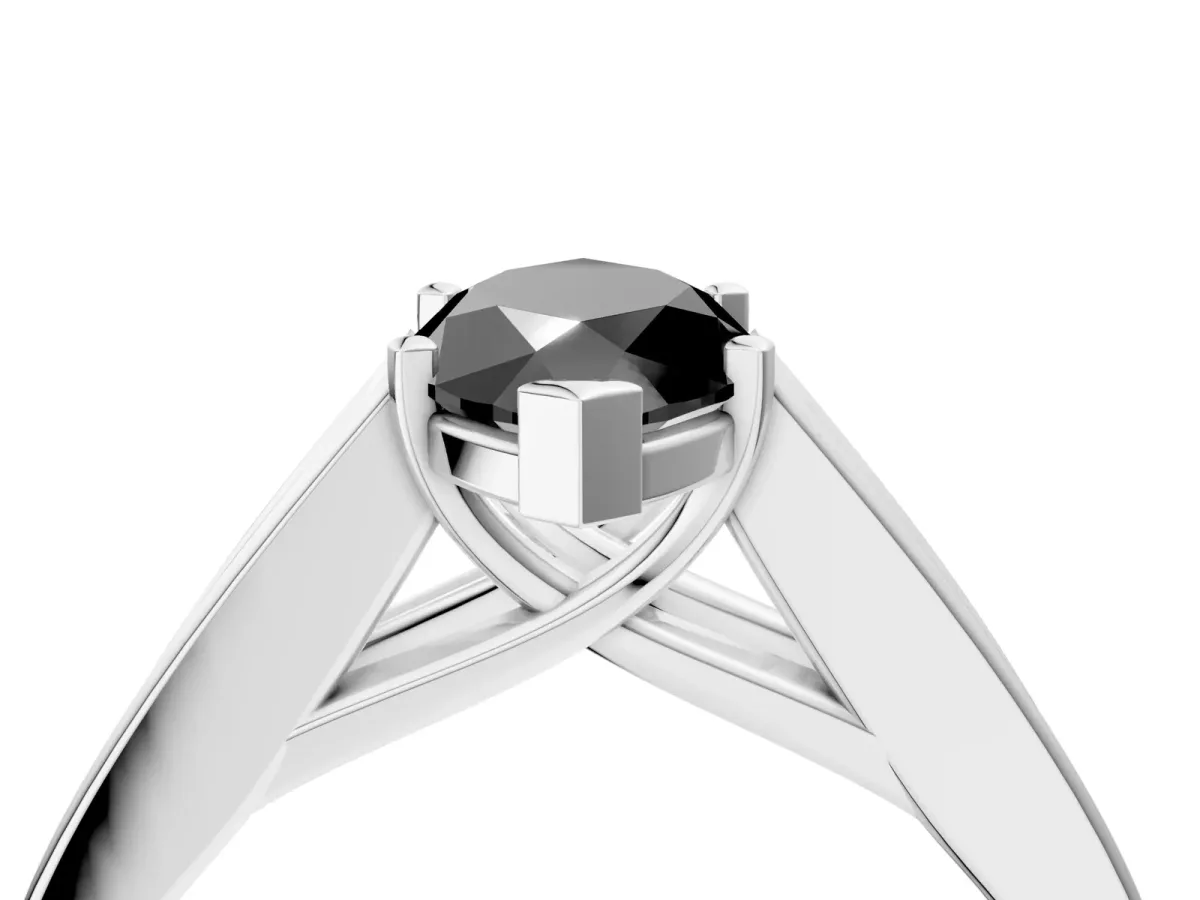Fancy Black Marquise Cut Cut Channel Set Solitaire Ring with Four-Prong Setting White gold