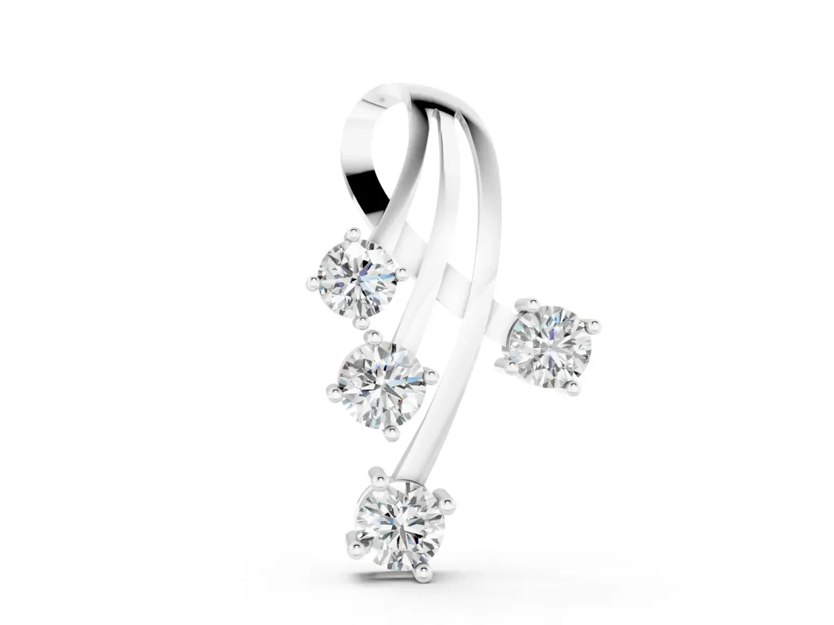 Four-Stone Round Diamond Prong-Set Pendant Silver