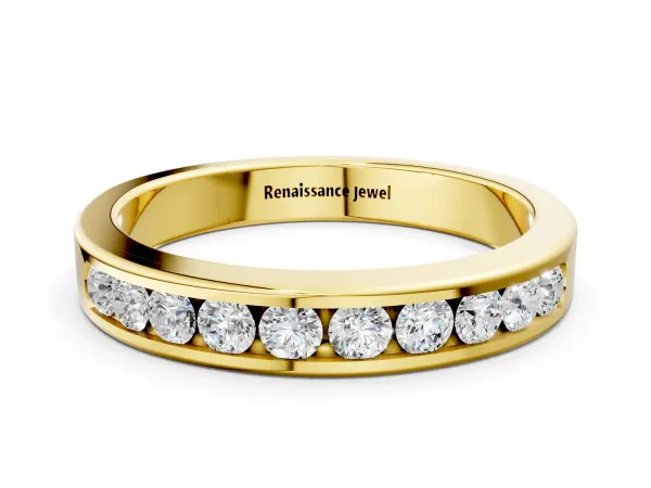 Channel-Set Round Diamond Eternity Band Yellow gold