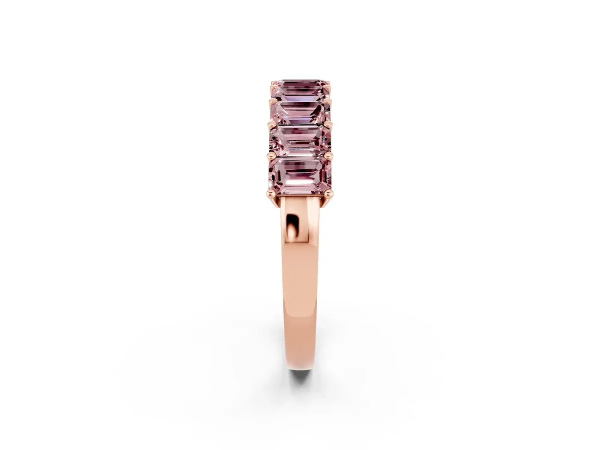 Emerald Cut Morganite Prong-Set Eternity Band Rose gold