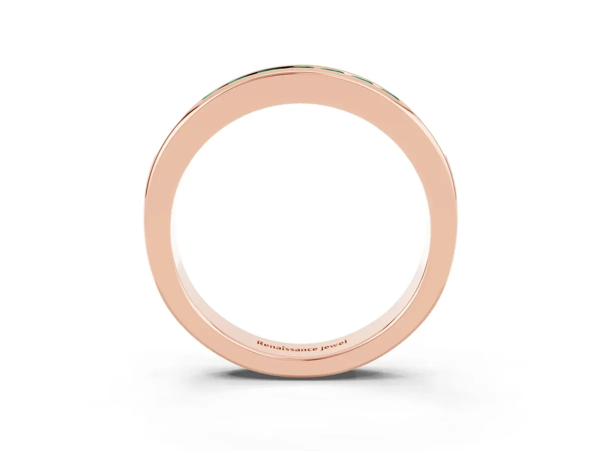 Channel Set Princess Cut Emerald Eternity Band Rose gold