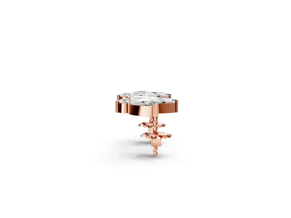 Marquise Cluster Stud Earrings with Round Prong Setting Rose gold