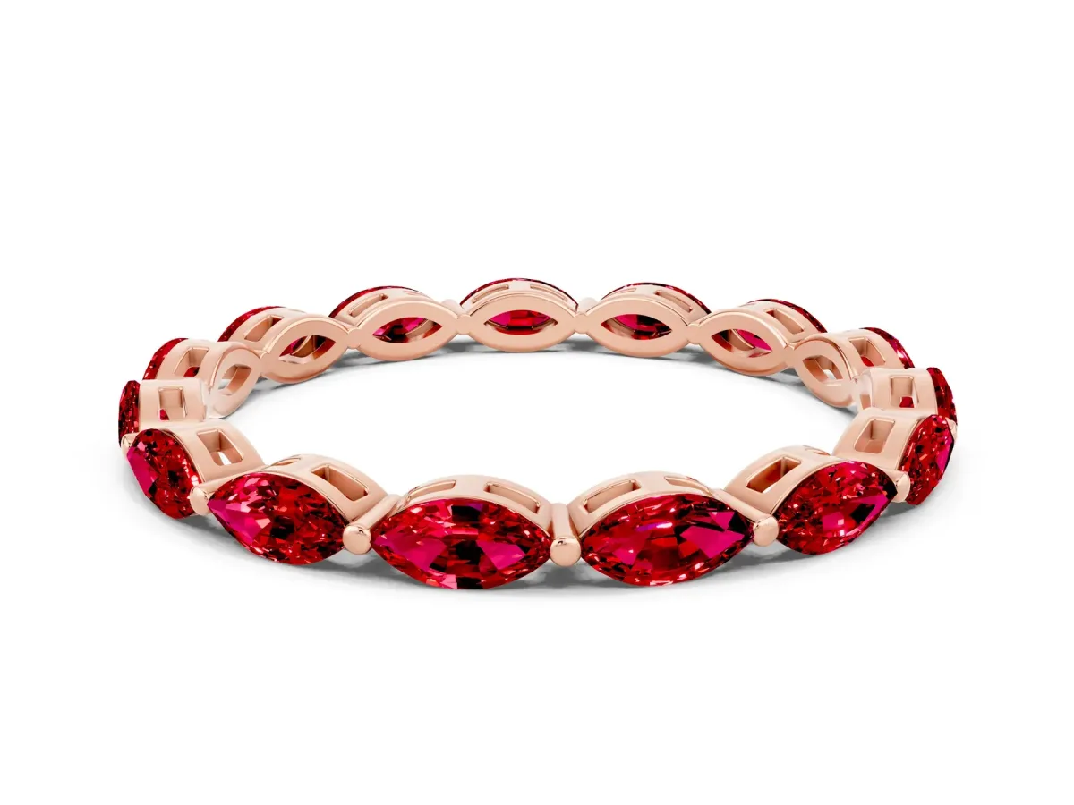 Marquise Ruby Eternity Band with U-Prong Setting Rose gold