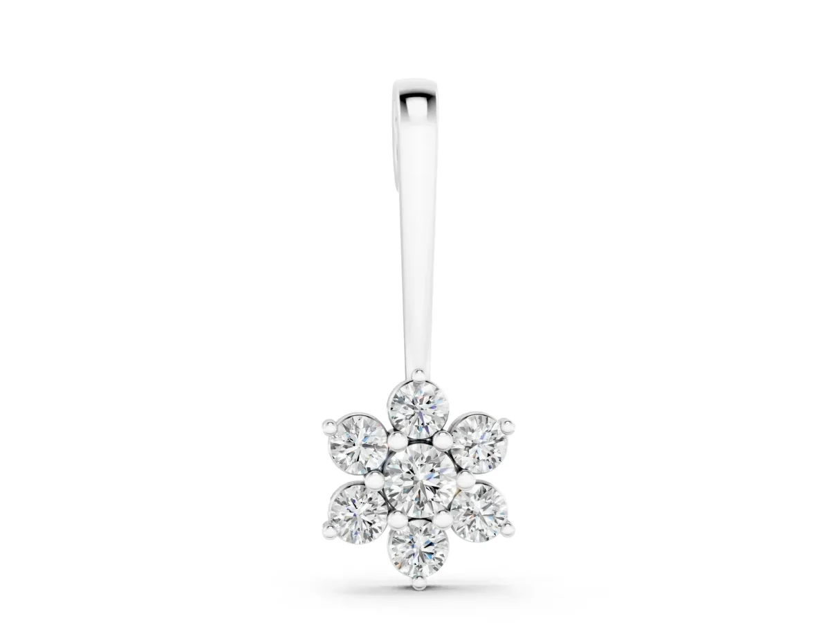 Round Diamond Cluster Pendant with Six-Prong Setting Silver