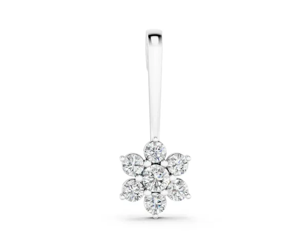 Round Diamond Cluster Pendant with Six-Prong Setting White gold