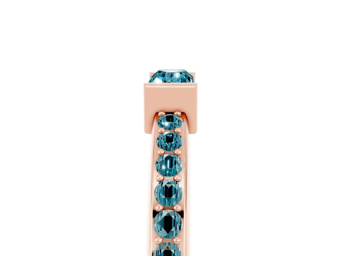 Baguette Blue Topaz Pavé Band with Bar Setting Rose gold