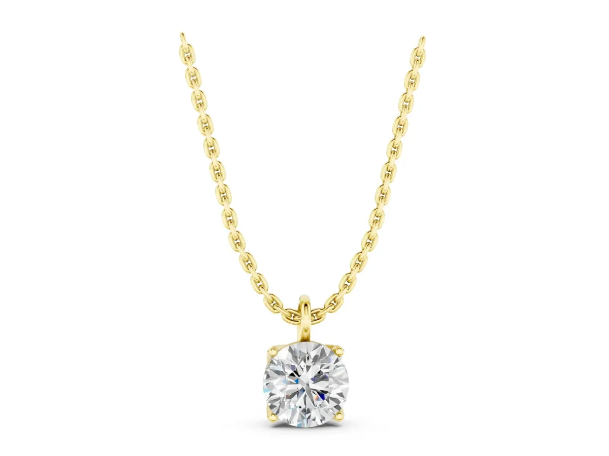 Round Solitaire Pendant with Four-Prong Setting Yellow gold