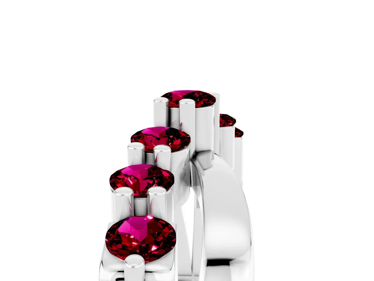 Round Garnet Prong-Set Crossover Band Platinum
