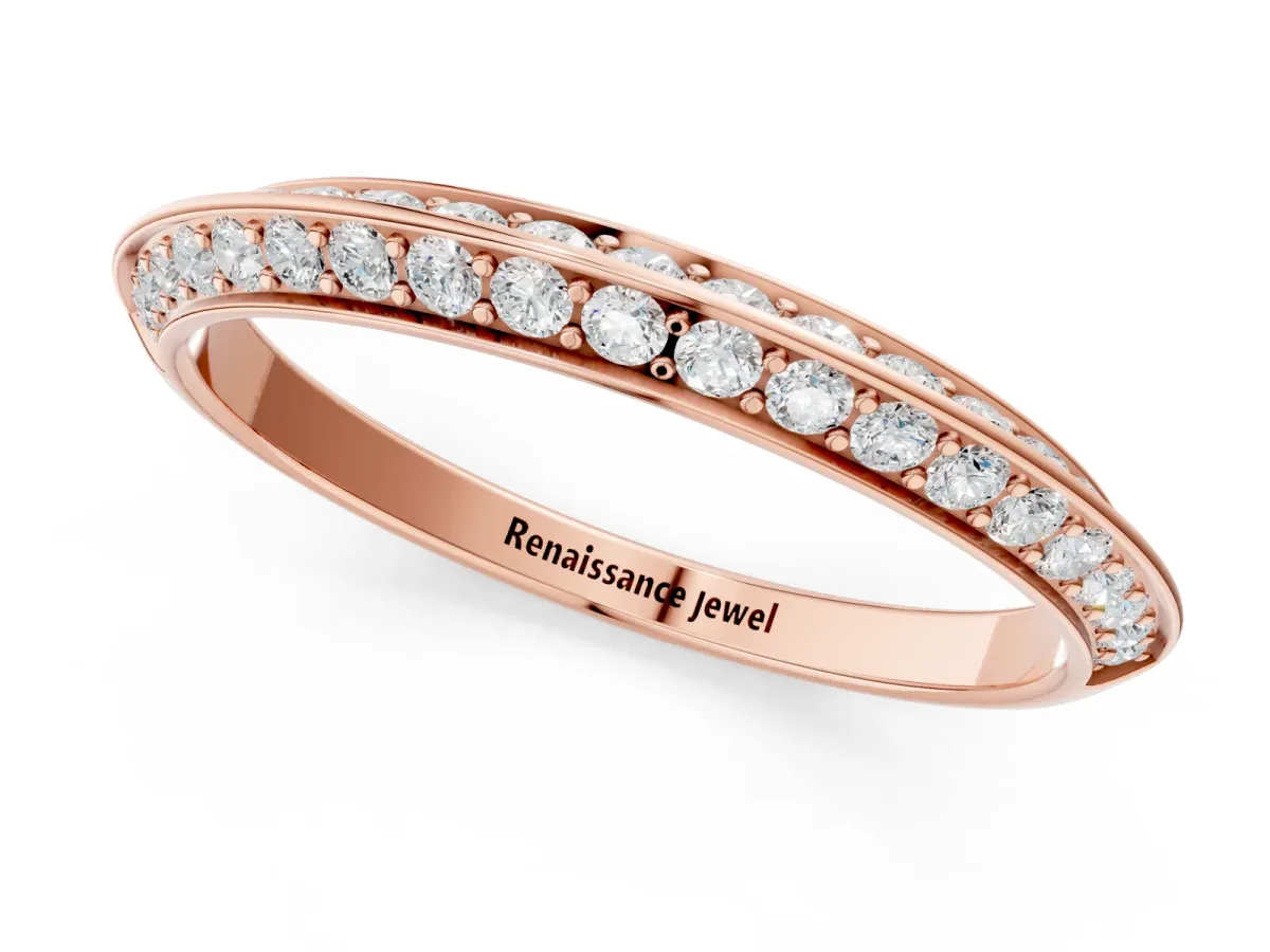 Double Row Pavé Round Diamond Eternity Band with Channel Setting Rose gold