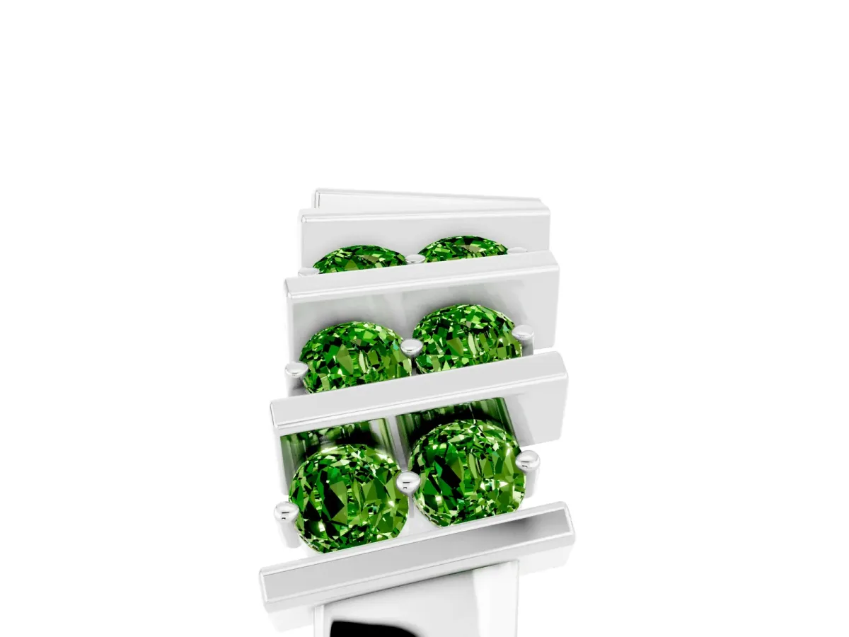 Channel Set Round Peridot Anniversary Band with Vertical Prongs Silver