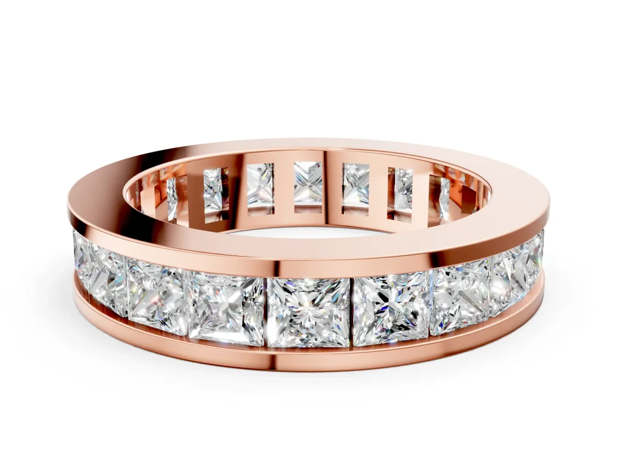 Princess Cut Eternity Band with Channel Set Rose gold