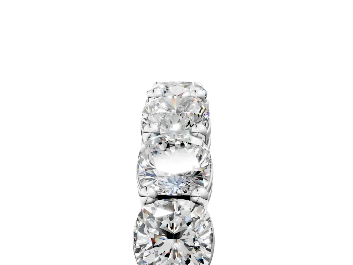 Cushion Cut Half Eternity Band with Shared Prong Setting Silver