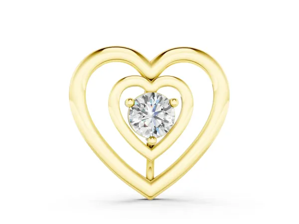 Heart Prong Round Diamond Pendant Yellow gold