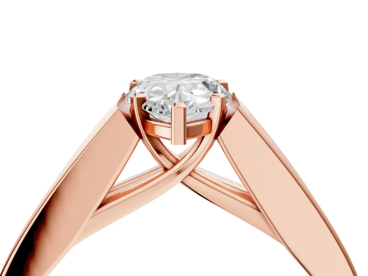 Pear Cut Cut Channel Set Solitaire Ring with Four-Prong Setting Rose gold
