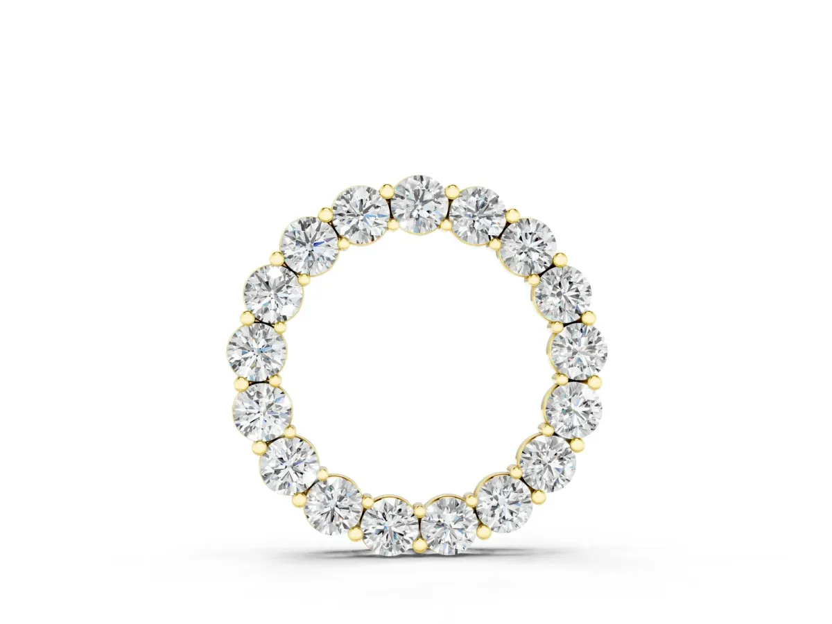 Round Diamond Prong-Set Circle Pendant Yellow gold