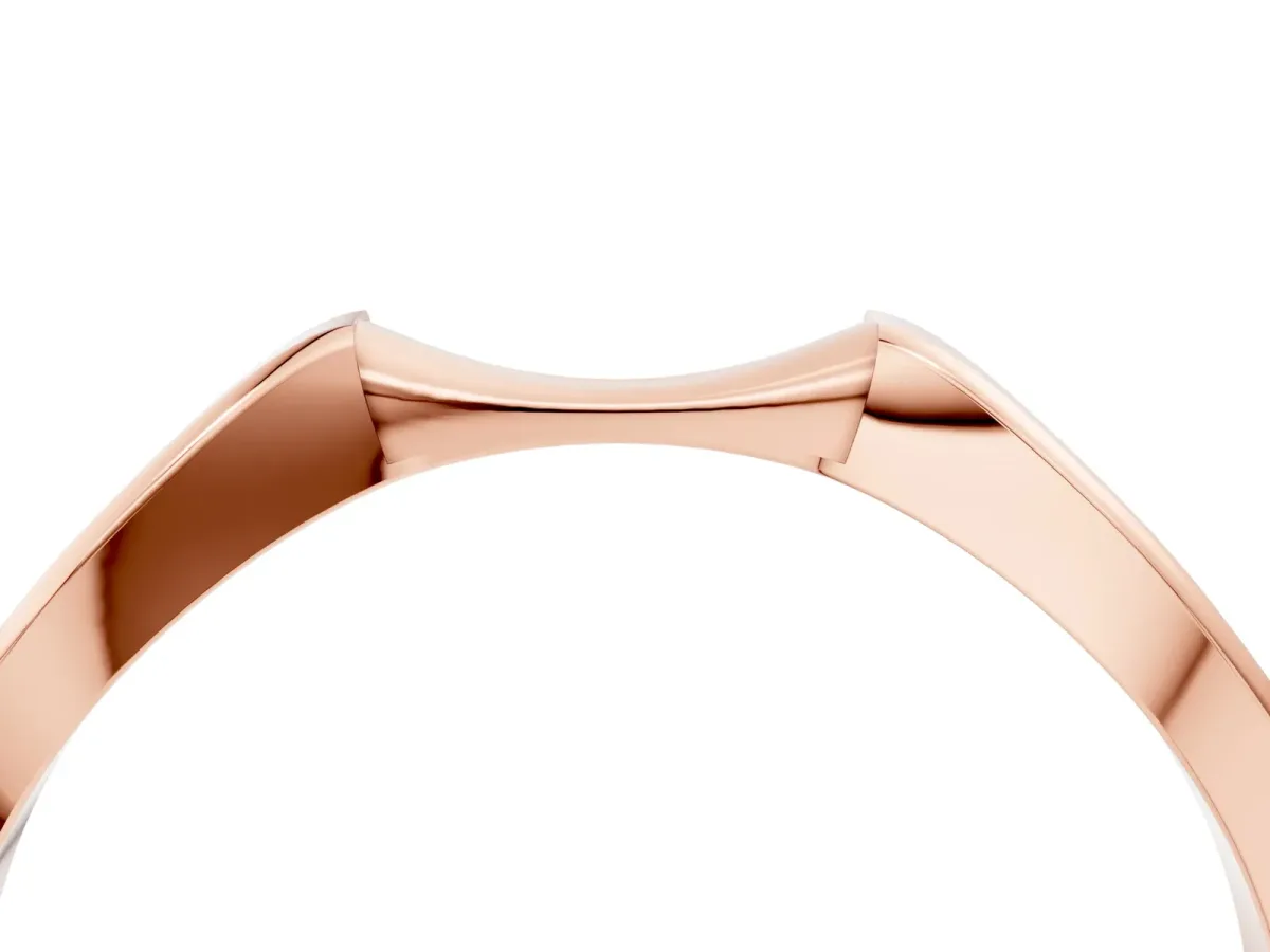 Contoured Solitaire Round Bezel Set Wedding Band Rose gold
