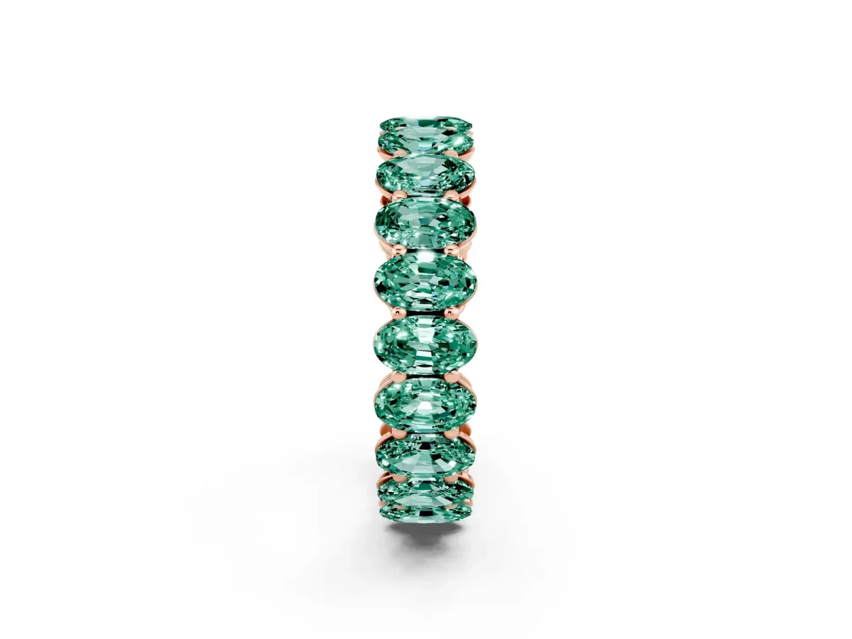 Oval Cut Green Sapphire Eternity Band with Shared Prong Setting Rose gold