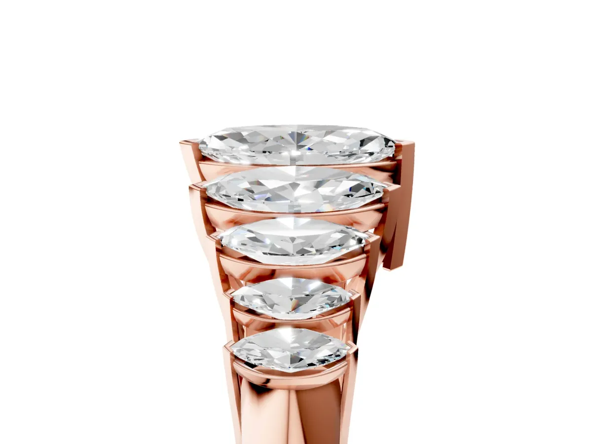 Marquise Diamond Prong Set Curved Band Rose gold