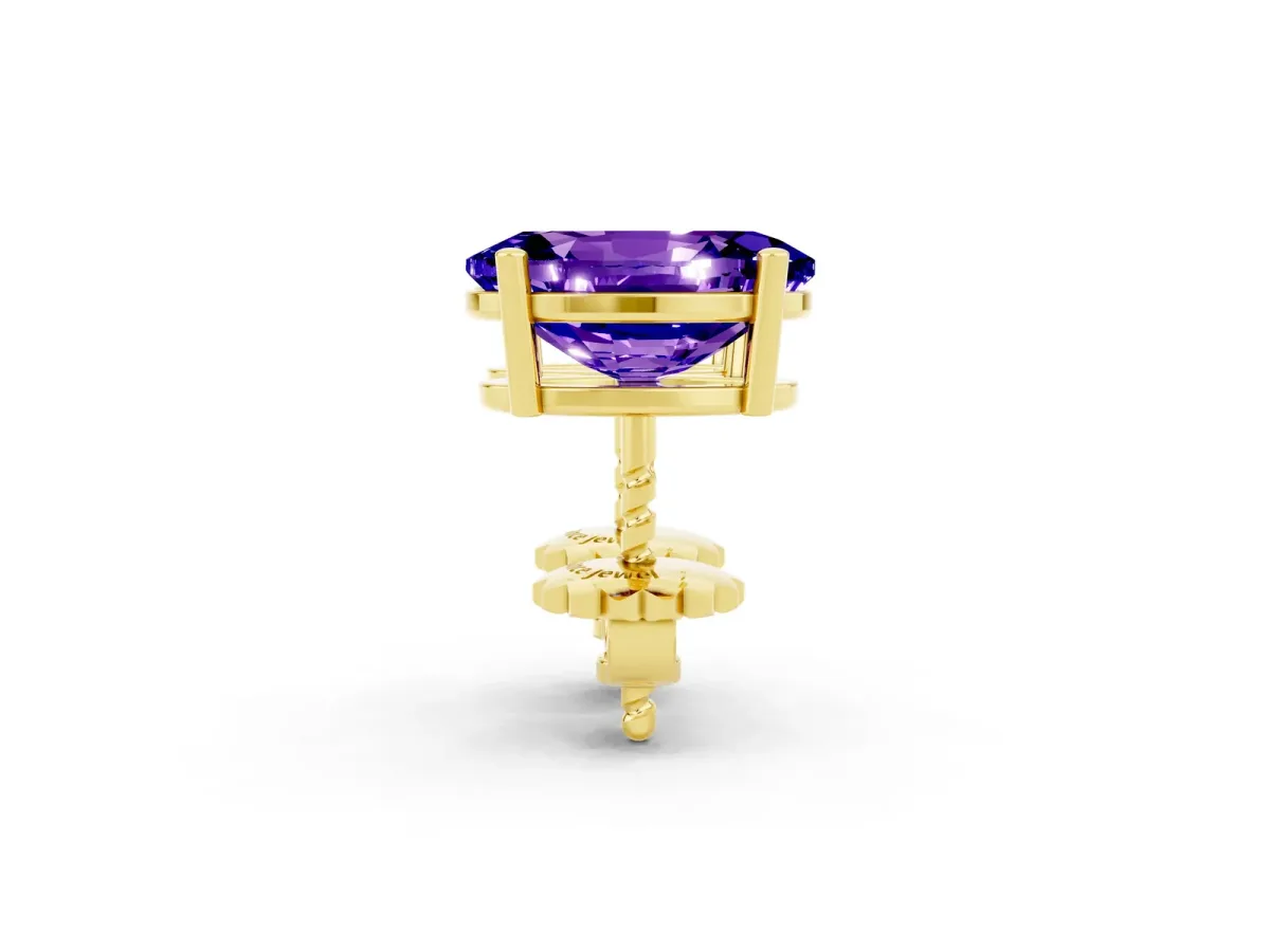 Oval Cut Tanzanite Stud Earrings Yellow gold