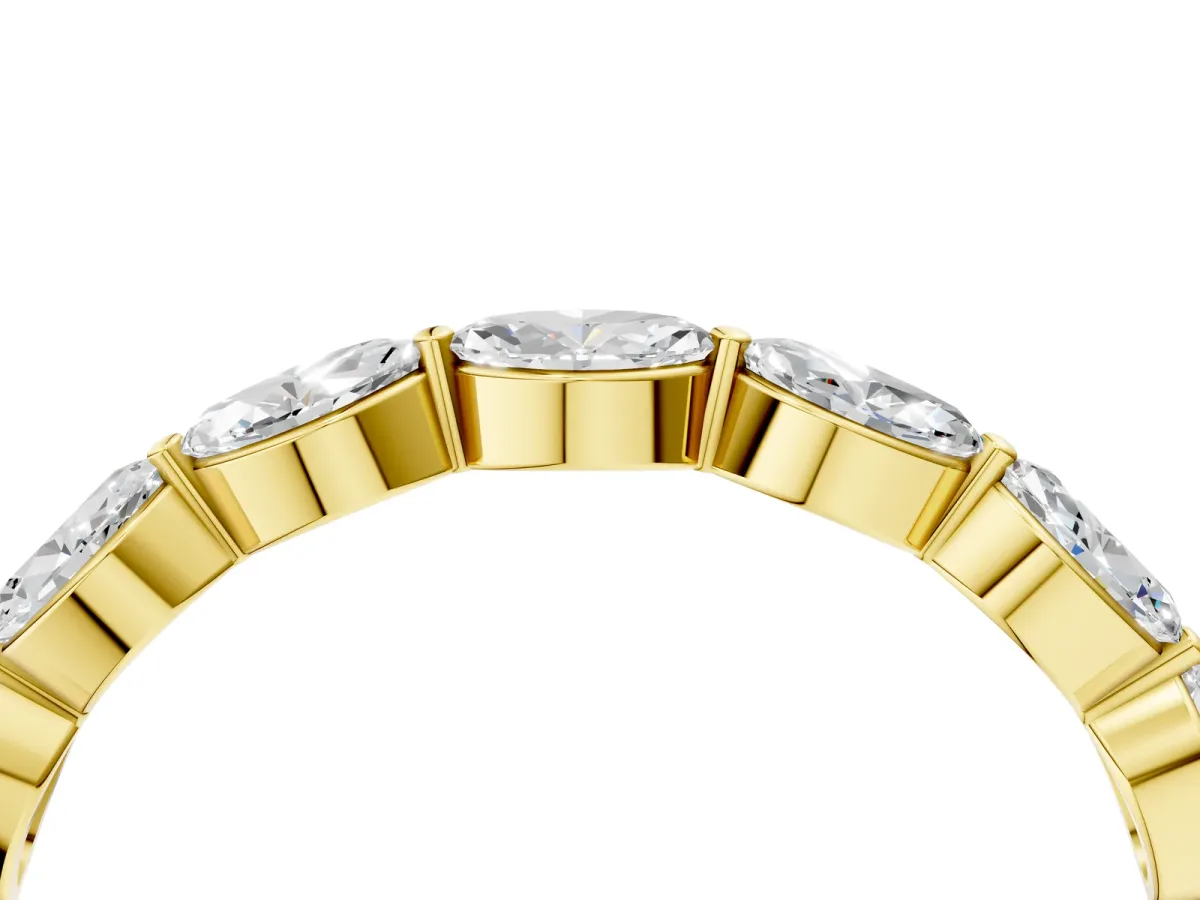 Marquise Diamond Half Eternity Band with Prong Setting Yellow gold