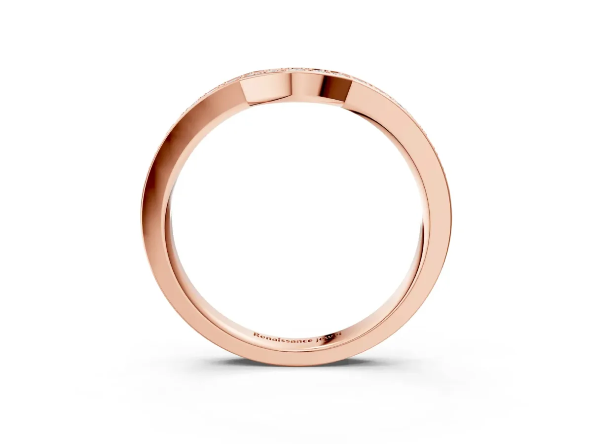 Pavé Round Diamond Contour Band with Channel Setting Rose gold