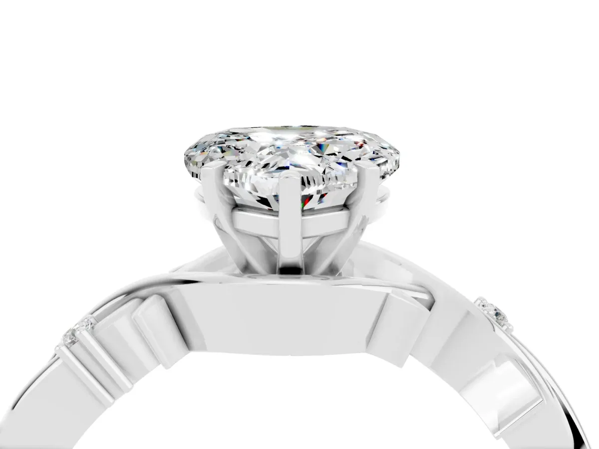 Heart Cut Moissanite Solitaire Ring with Twisted Band and Prong Setting Platinum