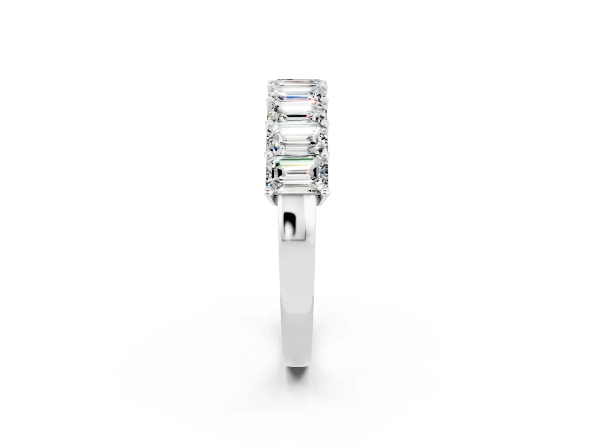 Emerald Cut Moissanite Prong-Set Eternity Band White gold