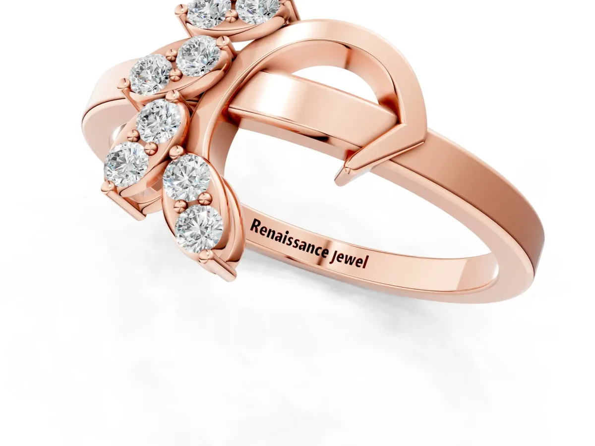 Marquise Diamond Cluster Bypass Ring with Prong Setting Rose gold