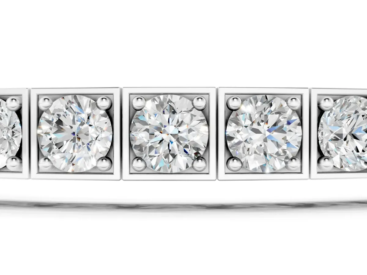 Channel Set Round Diamond Tennis Bracelet with Four-Prong Setting Silver