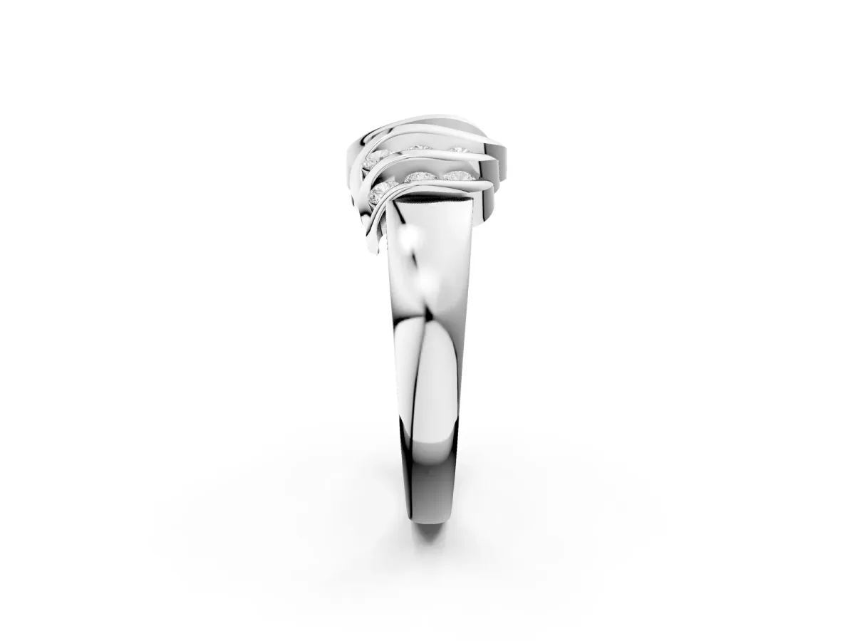Round Diamond Multi-Row Crossover Band White gold