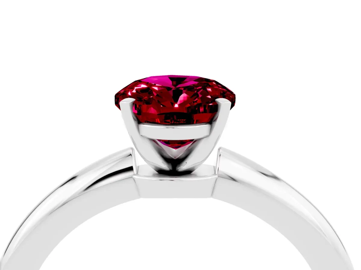 Oval Cut Garnet Solitaire Ring with Six-Prong Setting and Classic Band Silver
