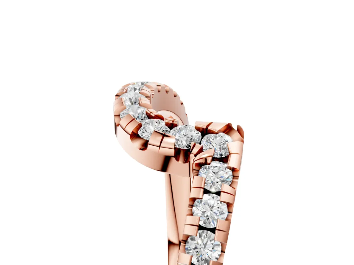 Pavé Round Diamond Chevron Band with Prong Setting Rose gold