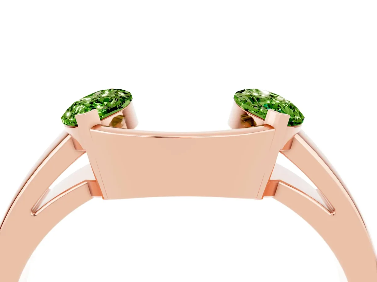 Marquise Peridot Open Band Ring with Tension Setting Rose gold