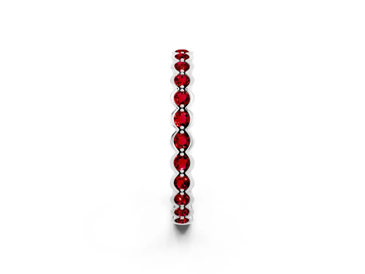 Round Ruby Bezel Set Eternity Band Platinum