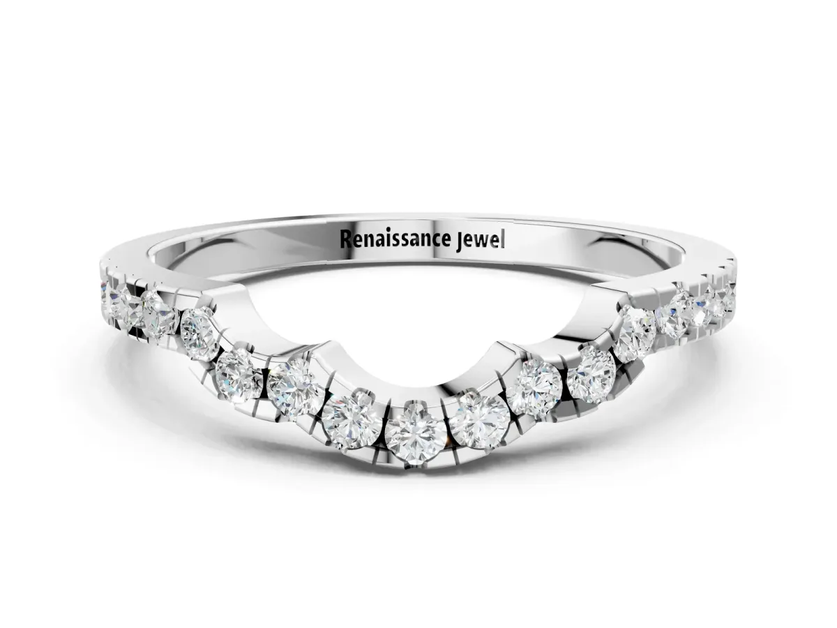Curved Diamond Pavé Round-Cut Contour Band Platinum