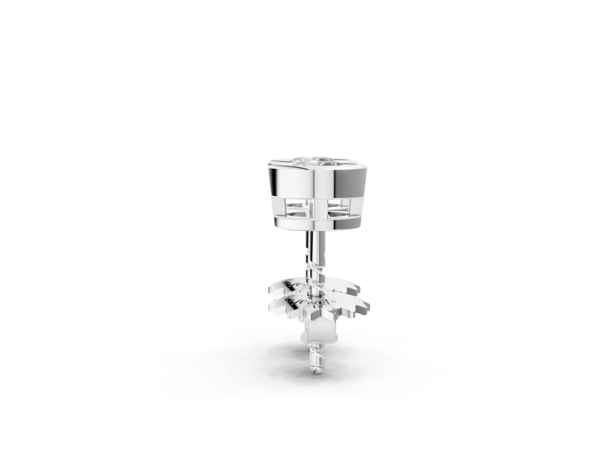 Bezel Set Round Diamond Stud Earrings Silver