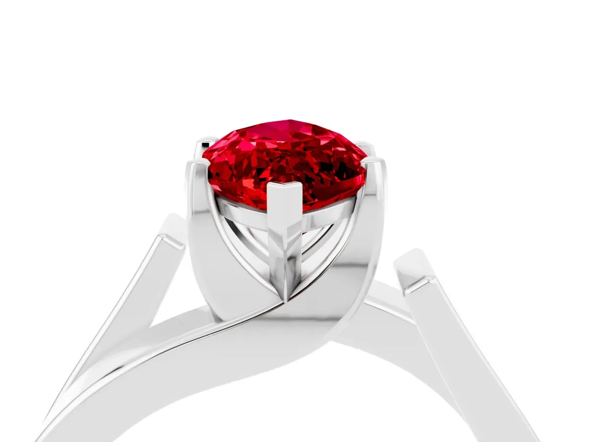 Modern Tension Set Marquise Cut Ruby Solitaire Wide Band Ring Platinum