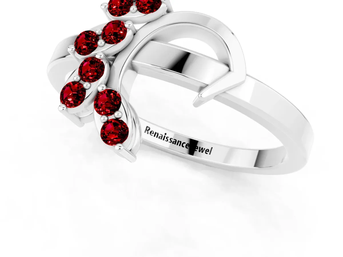 Marquise Ruby Cluster Bypass Ring with Prong Setting Platinum