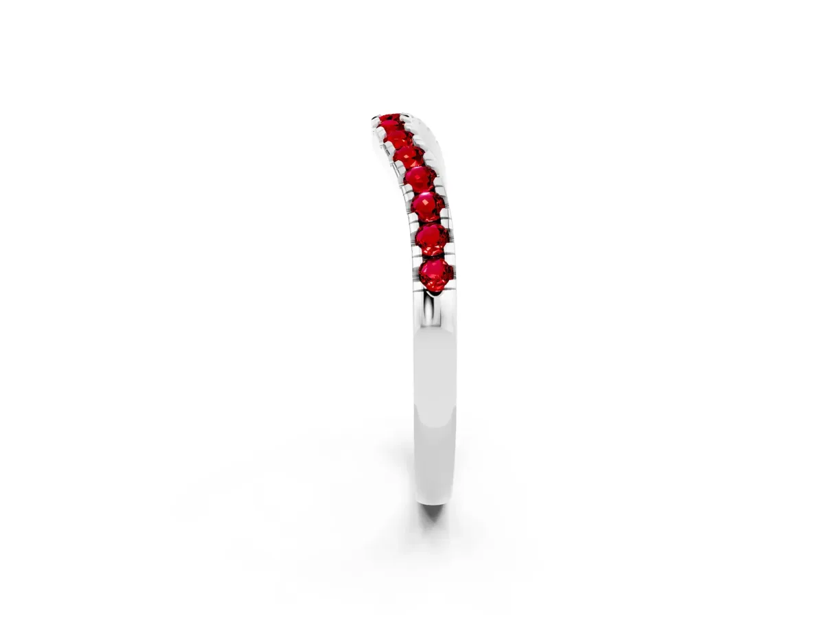 Ruby Pavé Curved Wedding Band Silver