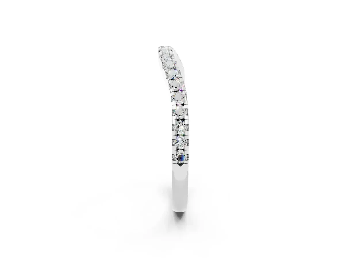 Round Moissanite Pavé Half Eternity Band with Shared Prong Setting Platinum