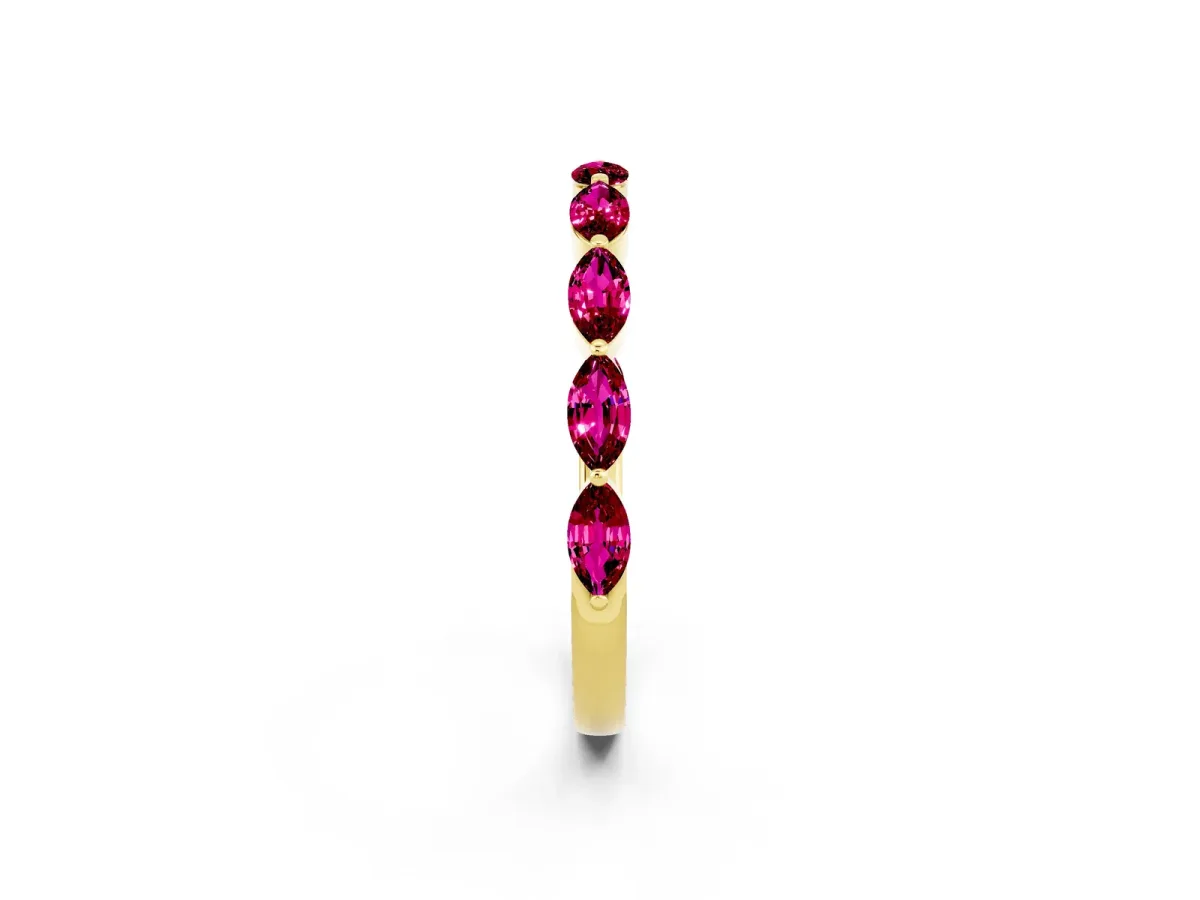 Marquise Garnet Half Eternity Band with Prong Setting Yellow gold