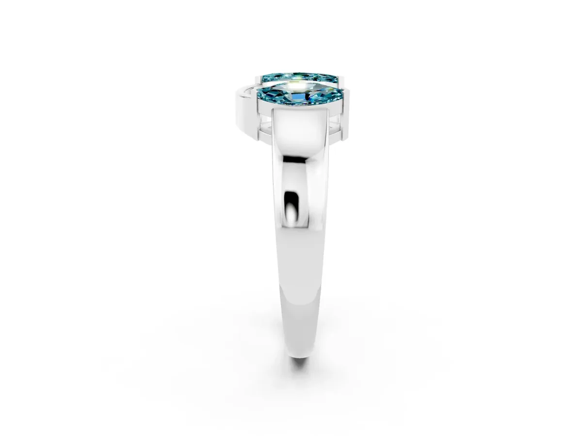 Marquise Blue Topaz Open Band Ring with Tension Setting Platinum